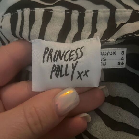 ✨Princess Polly Melissa Zebra Short Sleeve Sheer Button Up Sz 4 Shirt✨ - Picture 7 of 8